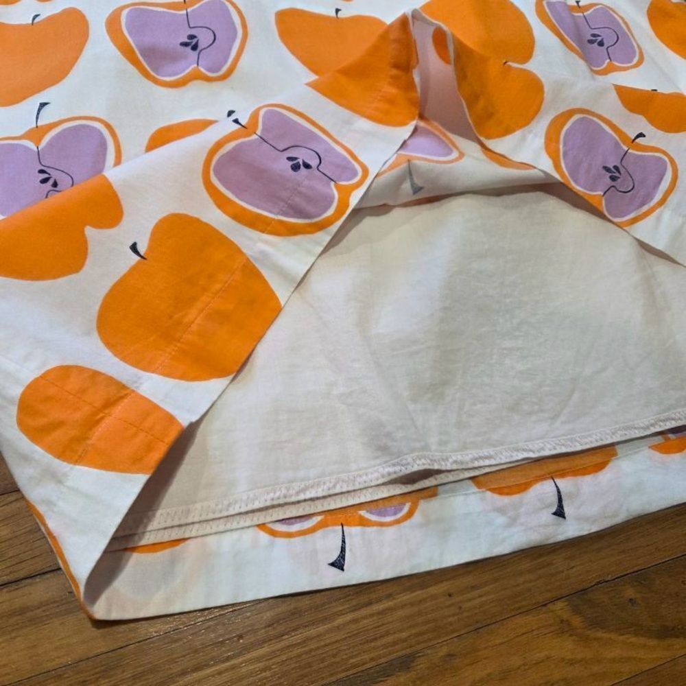 Boden Rare Apple Print Cotton Orange and White A-Line Skirt 12L - Picture 4 of 11